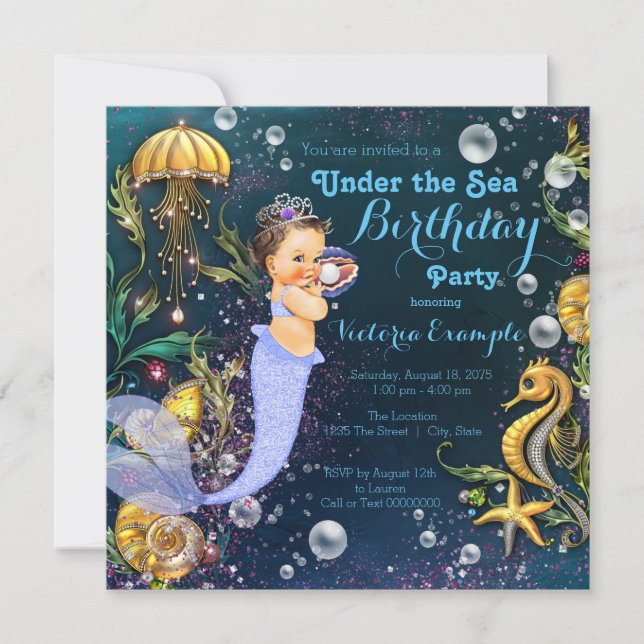 Mermaid Birthday Party Invitation (Front)