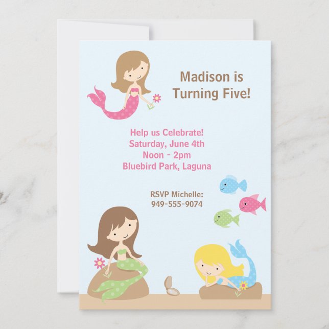 Mermaid Birthday Party Invitation (Front)