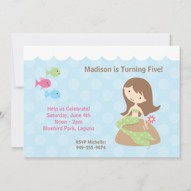 Mermaid Birthday Party Invitation (Front)