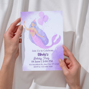 mermaid birthday party invitation for girls