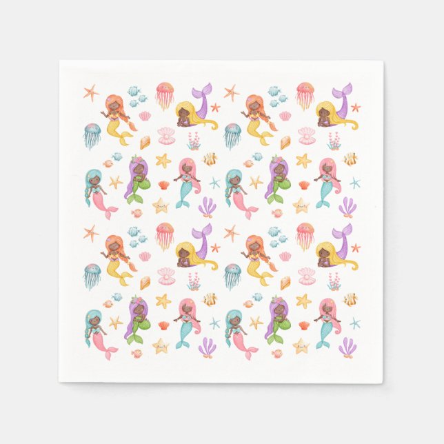 Mermaid Birthday Party Napkin (Front)