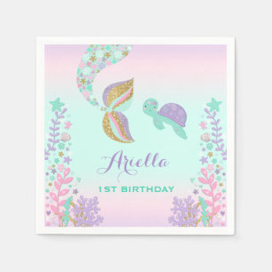 Mermaid Birthday Party Napkin Whimsical Mermaid