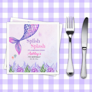 Mermaid Birthday Party Napkins for Girls