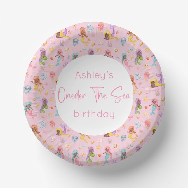 Mermaid Birthday Party Paper Plate (Front)