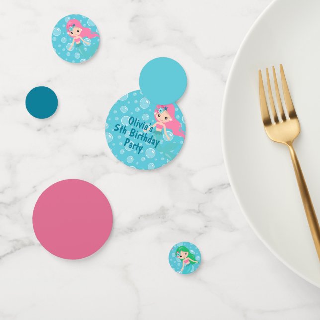 Mermaid Birthday Party Personalised Confetti (Group)