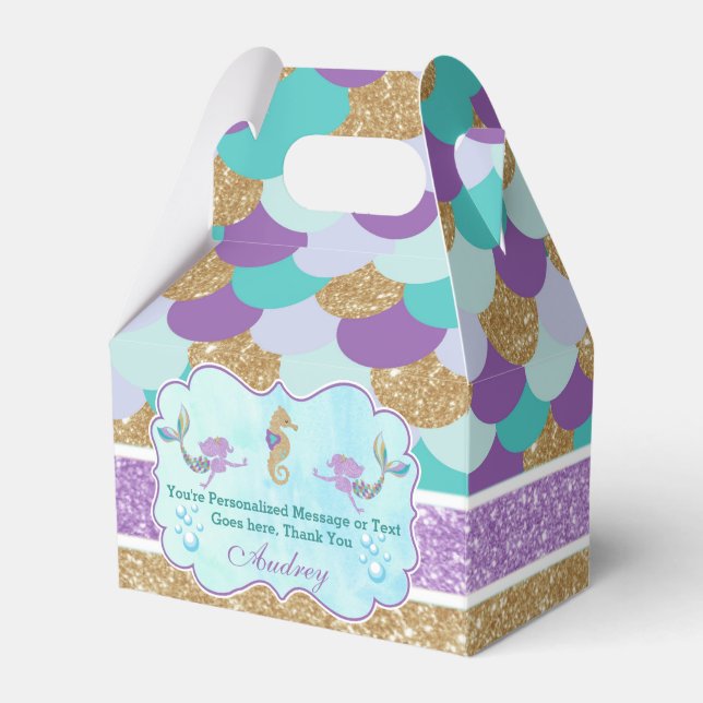 Mermaid Birthday Party Personalised Favour Box (Front Side)