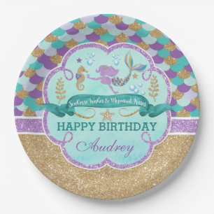 Mermaid Birthday Party Personalised Paper Plate