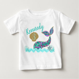 Mermaid birthday party t-shirt, custom baby T-Shirt