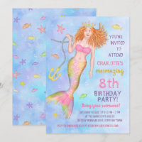 Mermaid Birthday Party Under the Sea Beach Redhead