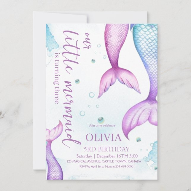 Mermaid Birthday Party Under the Sea  Invitation (Front)