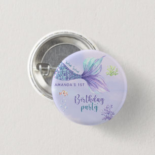 Mermaid Birthday Party Under The Sea Mermaid 3 Cm Round Badge