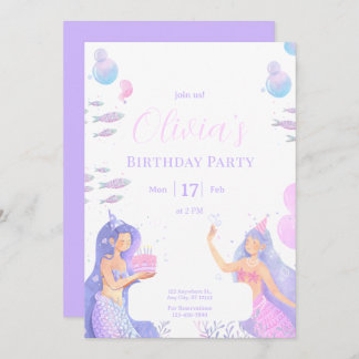 Mermaid Birthday Party, Under the Sea Mermaid Invitation
