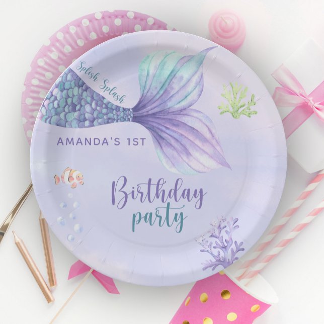 Mermaid Birthday Party Under The Sea Mermaid Paper Plate (Creator Uploaded)