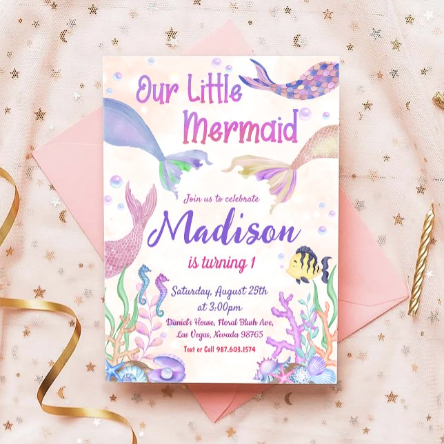 Mermaid Birthday Party Under The Sea Party Invitation (Creator Uploaded)