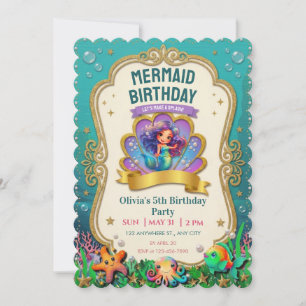 Mermaid Birthday Party Under the Sea Sparkle Invitation