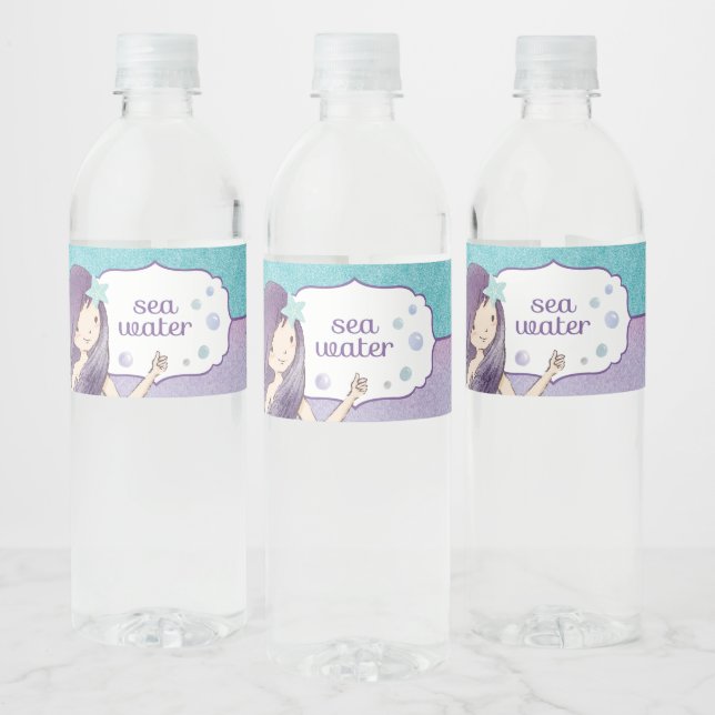 Mermaid Birthday Party Water Bottle Labels (Bottles)