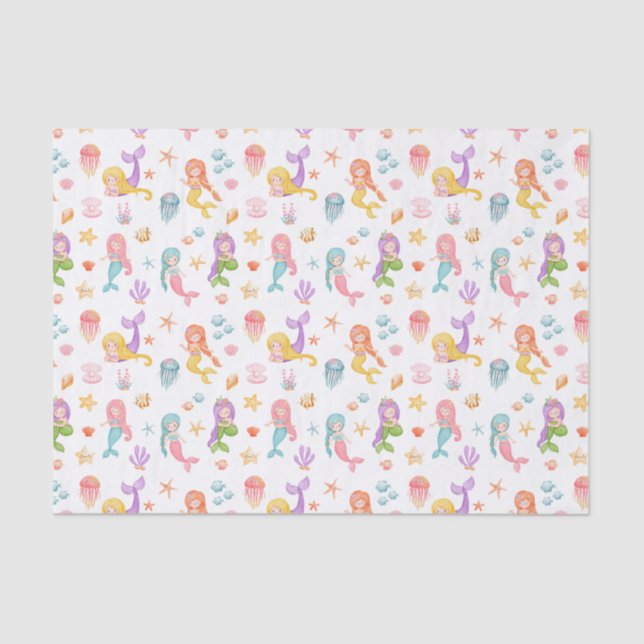 Mermaid Birthday Pattern Tissue Paper (Front)