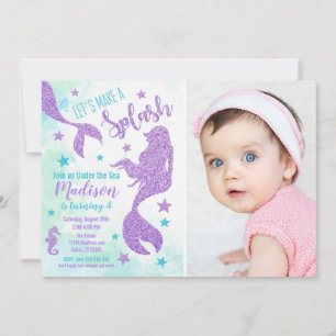 Mermaid Birthday Photo Invitation / Under the Sea