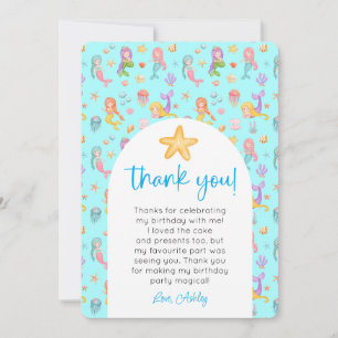 Mermaid Birthday Photo Thank You Invitation