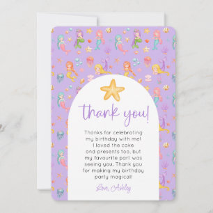 Mermaid Birthday Photo Thank You Invitation