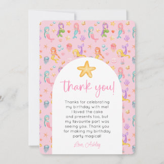 Mermaid Birthday Photo Thank You Invitation
