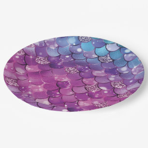 Mermaid Birthday Pink Blue Paper Plate