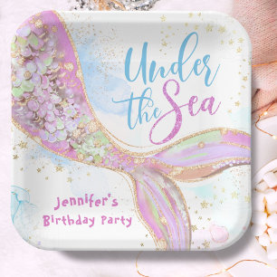Mermaid Birthday Pink Under The Sea Paper Plate