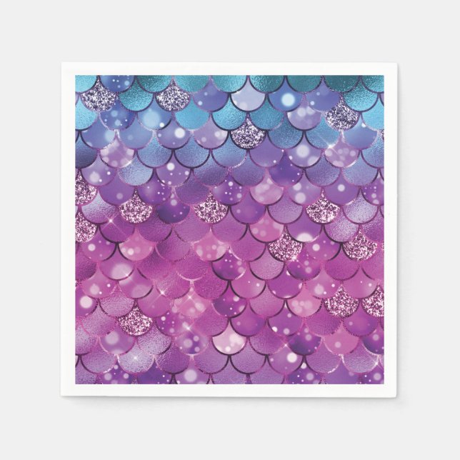 Mermaid Birthday Purple Pink  Napkin (Front)