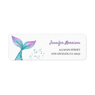 Mermaid Birthday Return Address Label