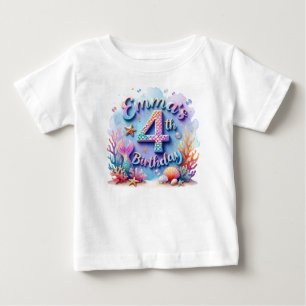 Mermaid Birthday T-Shirt – Personalised Name & Age