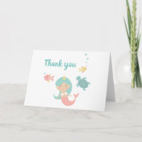 Mermaid Birthday Thank You Card