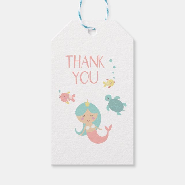 Mermaid birthday thank you tag (Front)
