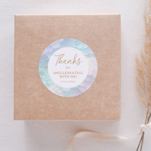 Mermaid Birthday Thanks for Shellebrating Classic Round Sticker