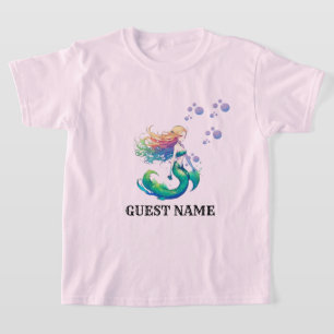 Mermaid Birthday theme add Guest name  T-Shirt