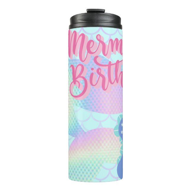 Mermaid Birthday thermal tumbler (Front)