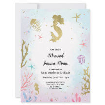 Mermaid Birthday under sea invitation