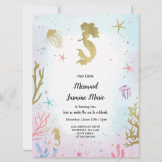 Mermaid Birthday under sea invitation