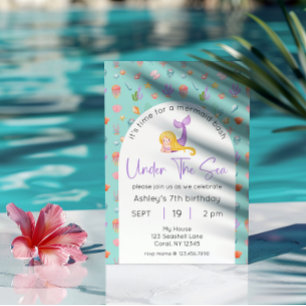 Mermaid Birthday Under The Sea Photo Invitation