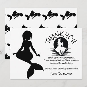 Mermaid Black Birthday Party Thank You  Invitation