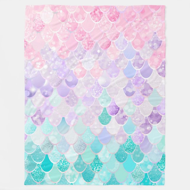 Mermaid Blanket, Fleece for girls bedroom decor Blanket (Front)