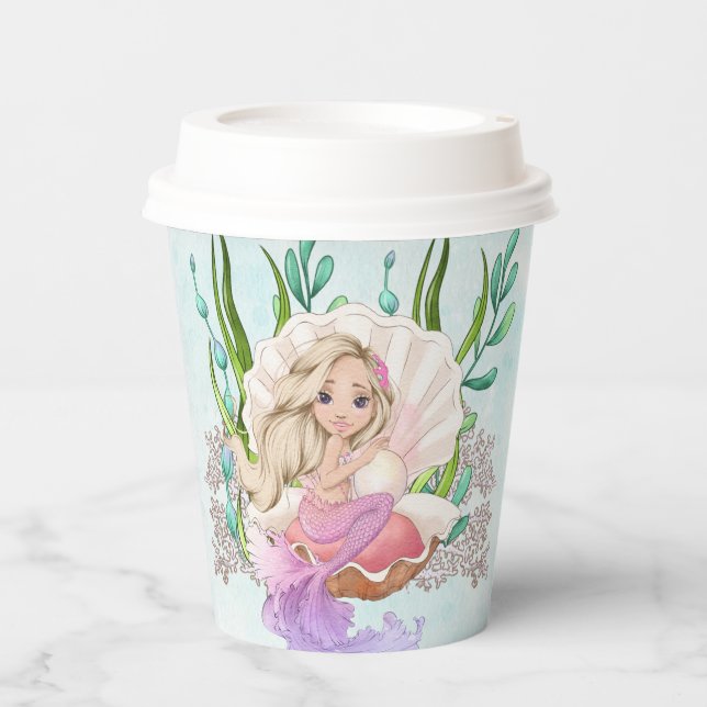 Mermaid (Blonde) in Oyster Shell Paper Cups (Front)
