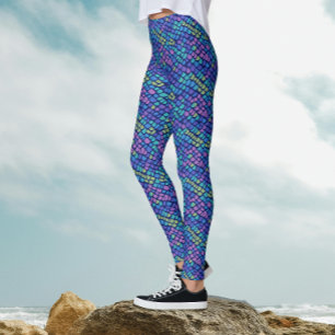 Mermaid Blue And Purple Fish Scales Magic Glitter Leggings