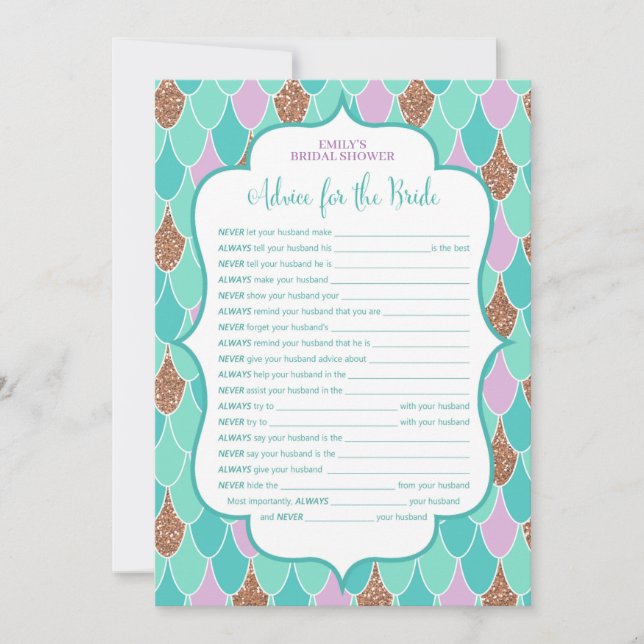 Mermaid Bridal Shower Game 5x7 Invitation (Front)