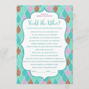 Mermaid Bridal Shower Game 5x7 Invitation
