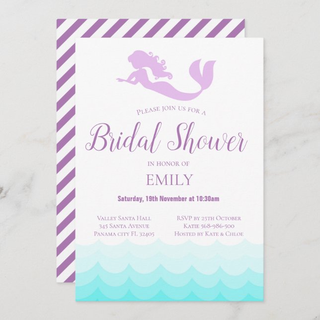 Mermaid Bridal Shower Invitation (Front/Back)