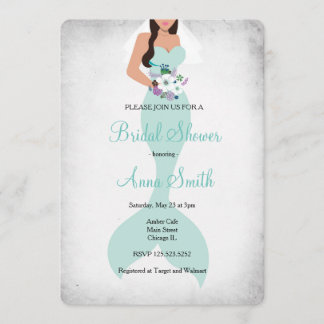 Mermaid bridal shower invitation brunette