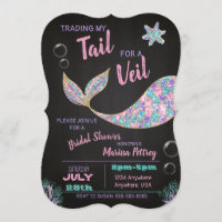 Mermaid Bridal Shower invitation, glitter