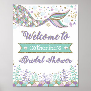 Mermaid Bridal Shower Welcome Sign Sea Beach Ocean