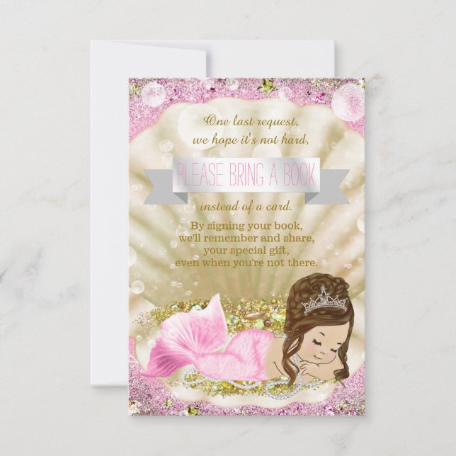 Mermaid Bring a Book Baby Shower Insert Cards (Front)