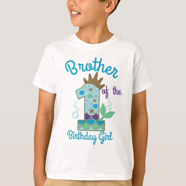 Mermaid Brother of the First Birthday Princess T-Shirt (Front)